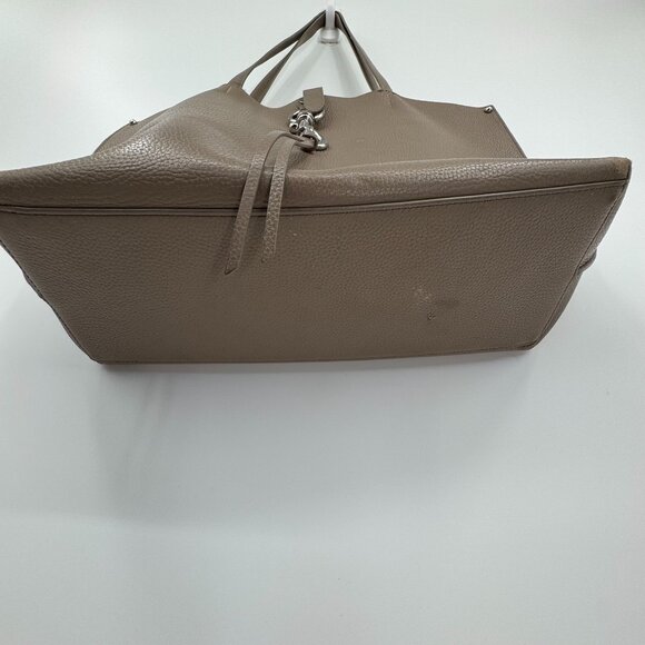 Rebecca Minkoff Megan Tote Bag Shoulder Strap Pebble Leather Rocher Purse Silver - Picture 4 of 8